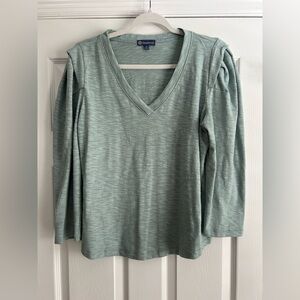 Women's Sage Green V-Neck Top